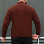 Rib Knit Cardigan // Dark Brown (XL)