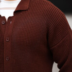 Rib Knit Cardigan // Dark Brown (XL)
