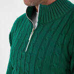 Waffle Knit Turtleneck Sweater // Green (XL)