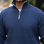 Knit Quarter-Zip Sweater // Indigo (L)