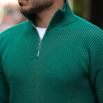 Knit Quarter-Zip Sweater // Green (L)