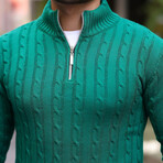 Waffle Knit Turtleneck Sweater // Green (XL)
