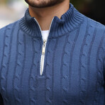 Waffle Knit Turtleneck Sweater // Indigo (XL)