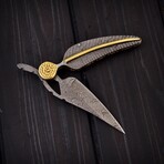 Handmade Damascus Leaf Liner Lock Knife