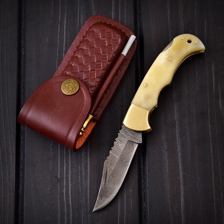 Damascus Pocket Folding Knife // 0168
