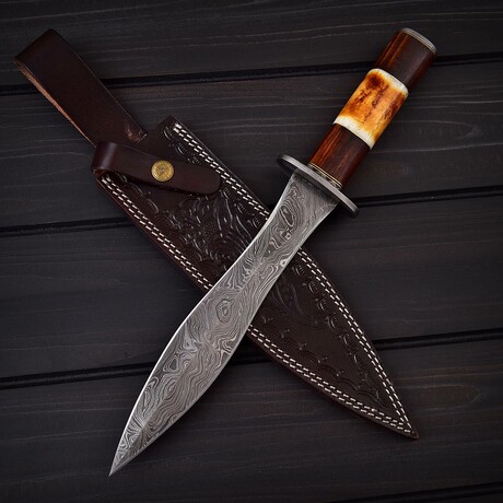 Damascus Burnt Dagger // 0173