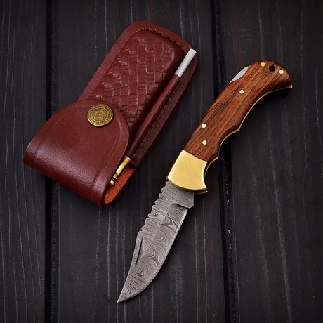 Damascus Pocket Folding Knife // 0167