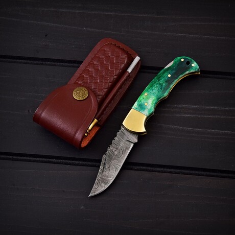 Damascus Pocket Folding Knife // 0170
