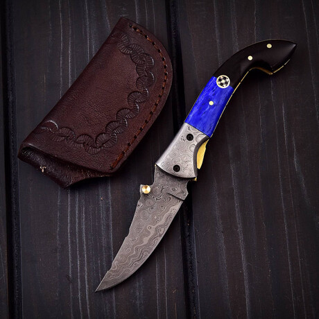 Handmade Damascus Liner Lock Knife // 0163