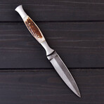 Damascus Toothpick Antler Dagger // 0180