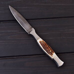 Damascus Toothpick Antler Dagger // 0180