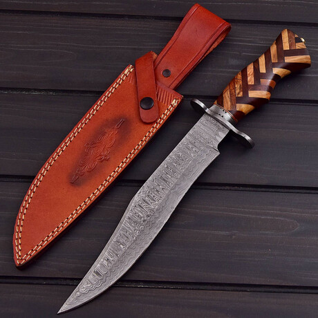 Damascus Hunting Bowie Knife // 0183