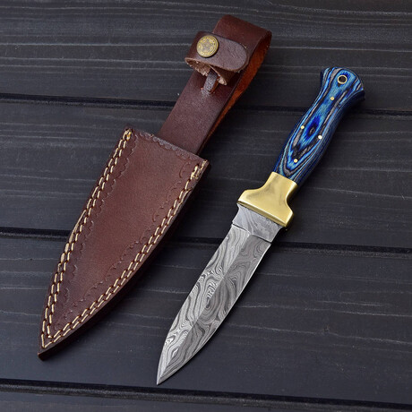 Damascus Blue Dagger // 0181