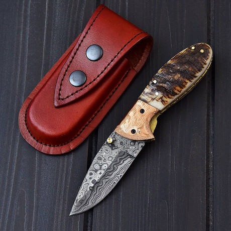 Handmade Damascus Liner Lock Knife // 0178