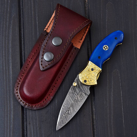 Handmade Damascus Liner Lock Knife // 0179