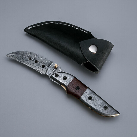 The Foldstrike  // Drop Point // Rose Wood & Damascus Steel