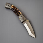 The Prodigy P4 // Tanto // Sheep Horn & Damascus Steel Bolsters