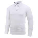 Ribbed Long-Sleeve Quarter-Zip Polo Shirt // White (S)