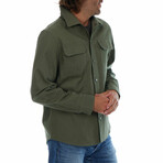 Hassan Herringbone Work Shirt // Dark Green (L)