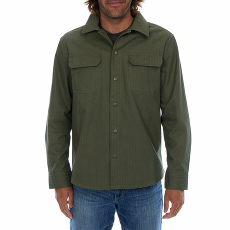Hassan Herringbone Work Shirt // Dark Green (S)
