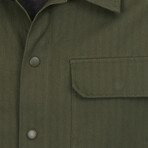 Hassan Herringbone Work Shirt // Dark Green (L)
