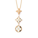 Louis Vuitton // 18k Rose Gold Color Blossom Multi-Motif Diamond + Mother of Pearl Pendant Necklace // 15.35"-17.71" // Store Display