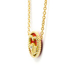 Dior // 18k Yellow Gold Rose Des Vents Diamond + Carnelian Pendant Necklace // 14.96"-16.53" // Store Display