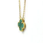 Van Cleef & Arpels // 18k Yellow Gold Alhambra Malachite Pendant Necklace // 16.53"-18.11" // Store Display