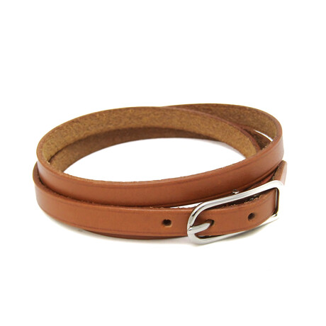 Hermes // Leather + Palladium Hapi Triple Tour Wrap Bracelet // 7.67"-8.07" // Store Display