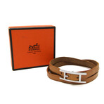 Hermes // Leather + Palladium-Plated Hapi Wrap Bracelet // 7.67"-8.26" // Store Display