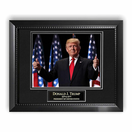 Donald Trump // Unsigned Photograph + Framed // Thumbs Up