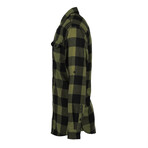 Checkered 2-Pocket Long-Sleeve Flannel Shirt // Army Green, Black (3XL)