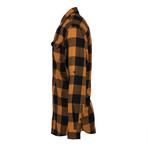 Checkered 2-Pocket Long-Sleeve Flannel Shirt // Orange + Black (L)