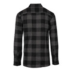 Checkered 2-Pocket Long-Sleeve Flannel Shirt // Charcoal + Black (3XL)