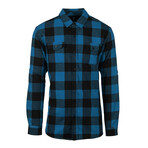 Checkered 2-Pocket Long-Sleeve Flannel Shirt // Blue + Black (XL)