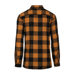 Checkered 2-Pocket Long-Sleeve Flannel Shirt // Orange + Black (L)