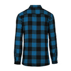 Checkered 2-Pocket Long-Sleeve Flannel Shirt // Blue + Black (XL)
