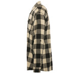 Checkered 2-Pocket Long-Sleeve Flannel Shirt // Beige + Black (2XL)