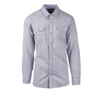 Windowpane 2-Pocket Long-Sleeve Flannel Shirt // Gray + White (3XL)
