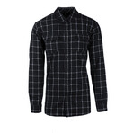 Windowpane 2-Pocket Long-Sleeve Flannel Shirt // Navy + White (3XL)