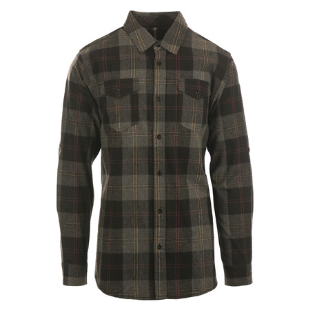 Plaid 2-Pocket Long-Sleeve Flannel Shirt // Black + Steel (S)