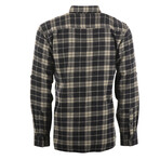 Plaid 2-Pocket Long-Sleeve Flannel Shirt // Navy + Gray (M)