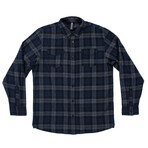Plaid 2-Pocket Long-Sleeve Flannel Shirt // Navy (2XL)