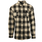 Checkered 2-Pocket Long-Sleeve Flannel Shirt // Beige + Black (2XL)