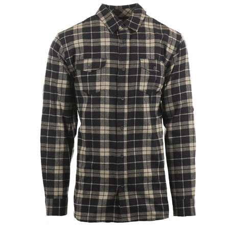 Plaid 2-Pocket Long-Sleeve Flannel Shirt // Navy + Gray (S)