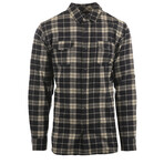 Plaid 2-Pocket Long-Sleeve Flannel Shirt // Navy + Gray (M)