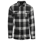 Checkered 2-Pocket Long-Sleeve Flannel Shirt // Black + Gray (2XL)