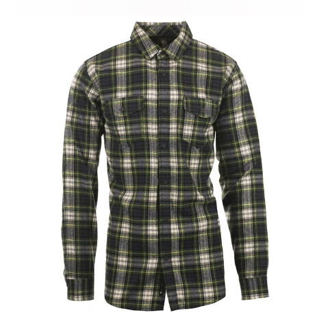 Plaid 2-Pocket Long-Sleeve Flannel Shirt // Navy + Green (S)