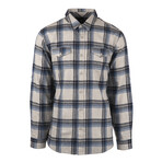Plaid 2-Pocket Long-Sleeve Flannel Shirt // Gray + Blue (M)