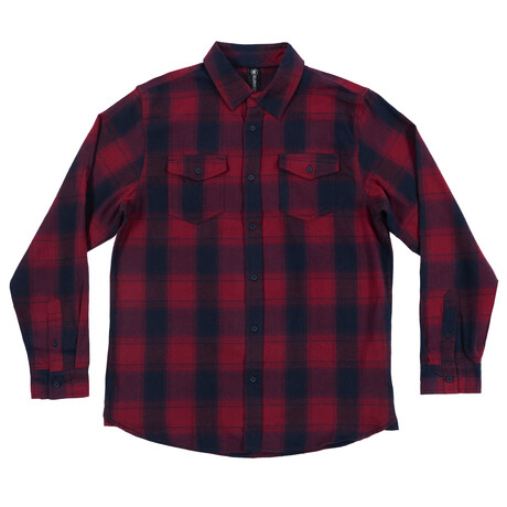 Plaid 2-Pocket Long-Sleeve Flannel Shirt // Red + Navy (S)